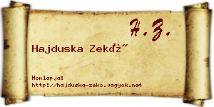 Hajduska Zekő névjegykártya